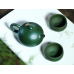 Yixing handmade original ore green clay painted purple clay teapot
